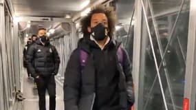 Les joueurs du Real Madrid avant d'embarquer pour Pampelune, le 8 janvier 2021