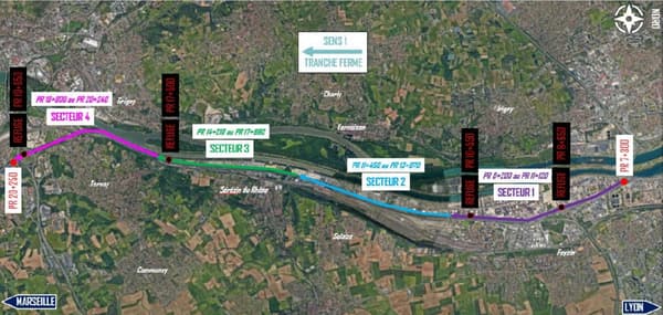 Le chantier sera découpé en quatre secteurs successifs pour limiter la gêne des usagers qui empruntent l'autoroute.