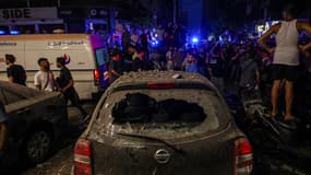 Des habitants de Beyrouth (Liban) après la frappe israélienne du 30 juillet 2024.