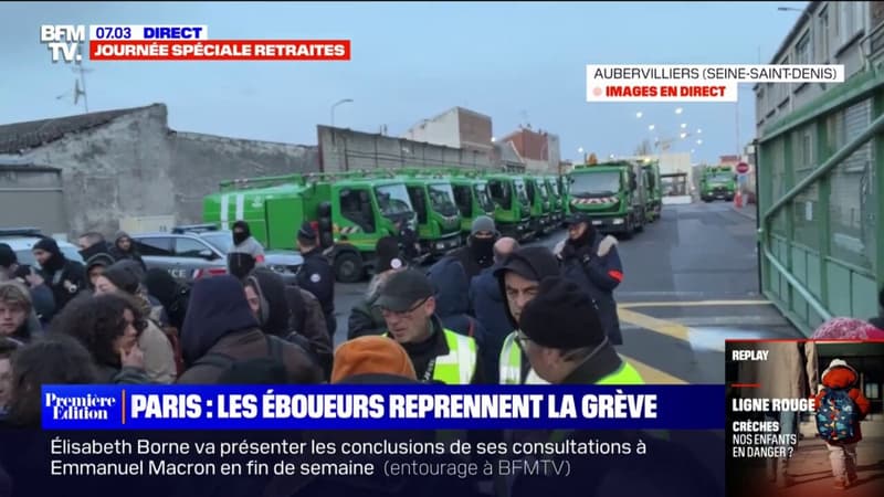 Grève des éboueurs: le site de collecte de déchets d'Aubervilliers bloqué par des manifestants