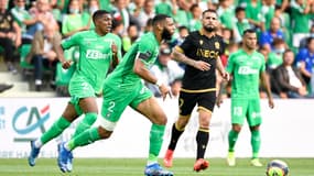 Harold Moukoudi lors du match Saint-Etienne-Nice (0-3, Ligue 1), le 25 septembre 2021
