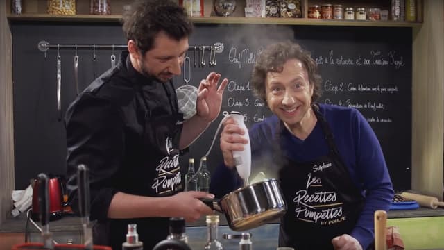 Monsieur Poulpe et Stéphane Bern dans "Les Recettes Pompettes"