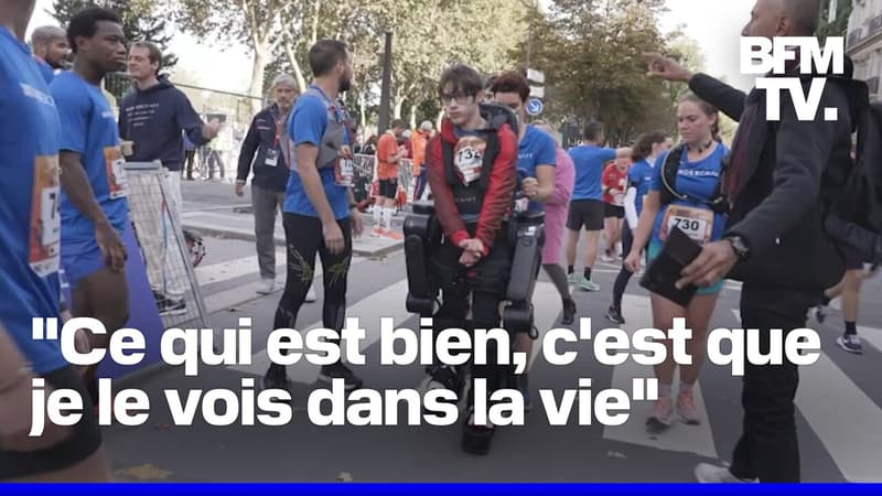 Un adolescent atteint de paralysie cérébrale finit les 20 km de Paris en exosquelette