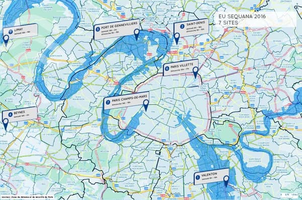 Les sept sites de l'exercice EU Sequana 2016. Les sept sites de l'exercice EU Sequana 2016.