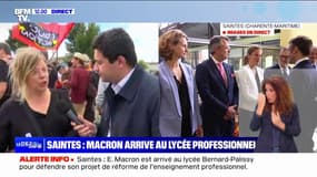 Emmanuel Macron est arrivé à Saintes, dans le lycée professionnel 