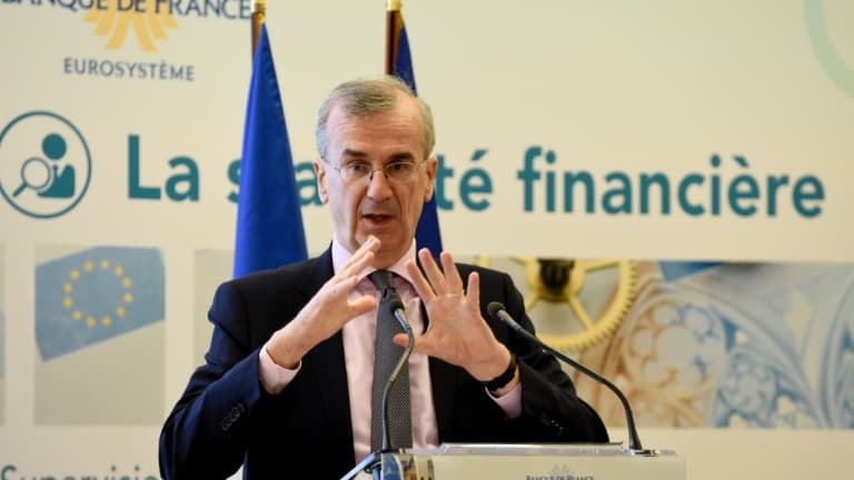 Le gouverneur de la Banque de France François Villeroy de Galhau, lors d'une conférence de presse à Paris, le 12 mars 2019