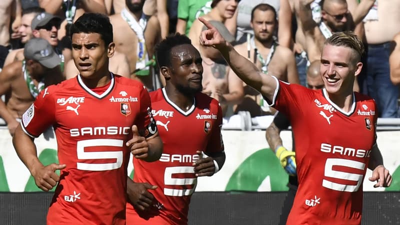 Benjamin Bourigeaud (Rennes), auteur de l'ouverture du score lors de Saint-Étienne-Rennes