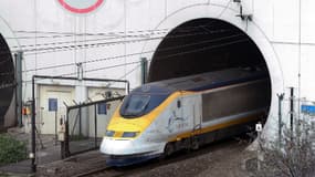 Un train Eurostar sort du tunnel sous la Manche, le 10 avril 2014.