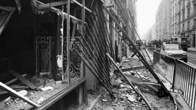 Une photo prise le 4 octobre 1980, après l'explosion d'une bombe rue Copernic, à Paris.