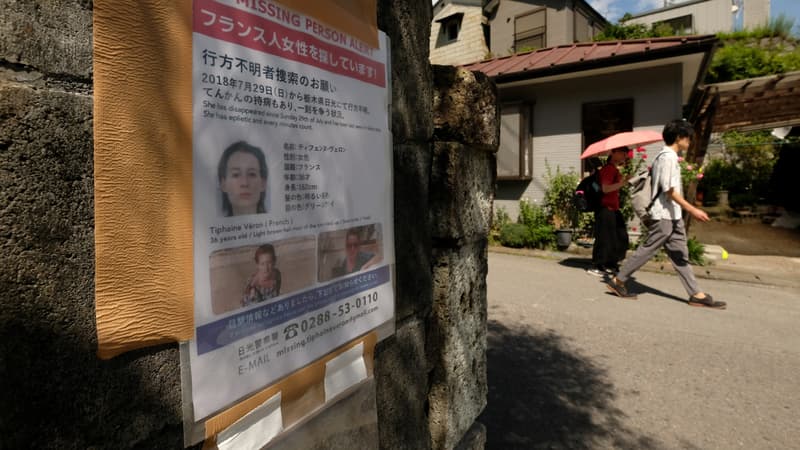 Photo d'un avis de recherche dans la ville de Nikko, au Japon, où Tiphaine Véron a été vue pour la dernière fois, à l'été 2018