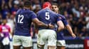 Les joueurs du XV de France, dont Antoine Dupont, lors de la rencontre de Coupe du monde face à la Namibie, le 21/09/2023