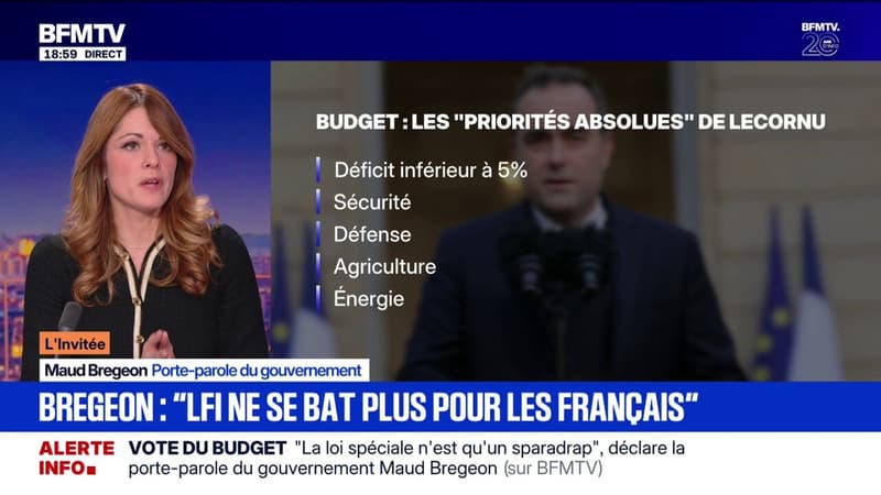 Budget: "LFI ne se bat plus pour les Français", déclare Maud Bregeon, porte-parole du gouvernement