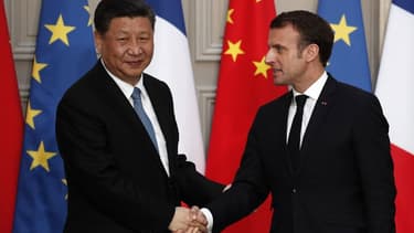 Emmanuel Macron et Xi Jinping.