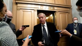 Le sénateur républicain Lindsey Graham au dernier jour du procès de Donald Trump au Sénat américain, le 13 février 2021 à Washington