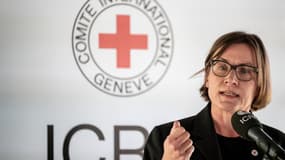 La présidente du Comité international de la Croix-Rouge (CICR), Mirjana Spoljaric Egger, lors d'une conférence de presse sur l'utilisation de drones dans le travail humanitaire à Avully, près de Genève, le 7 juin 2023. (Photo d'illustration)
