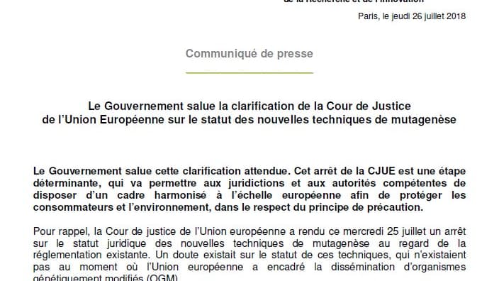 La France saluant la décision de la CJUE le 26 juillet 2018. La France saluant la décision de la CJUE le 26 juillet 2018.