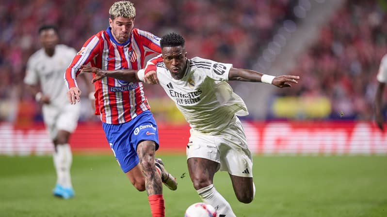 Rodrigo De Paul et Vinicius Junior lors d'Atlético-Real Madrid, le 29 septembre 2024