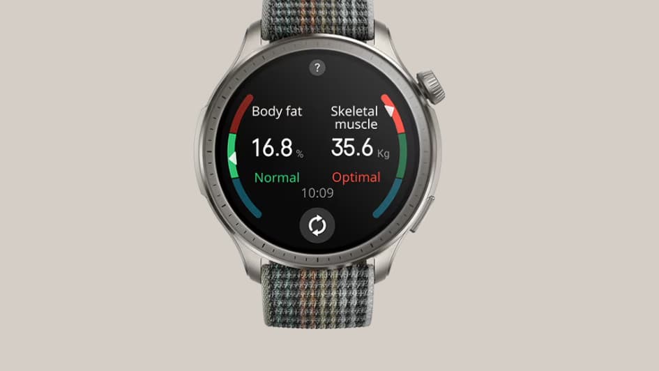 Avec l'Amazfit Balance, il est possible de mesurer sa composition corporelle. 