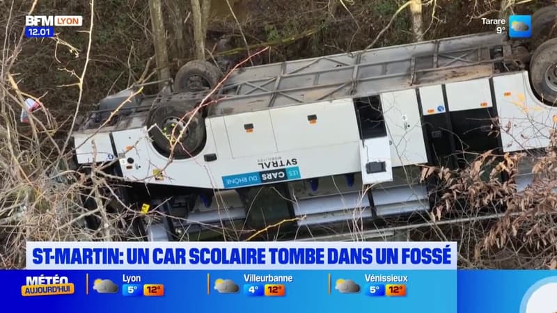 Saint-Martin-en-Haut: un car scolaire chute de 20 mètres dans un fossé