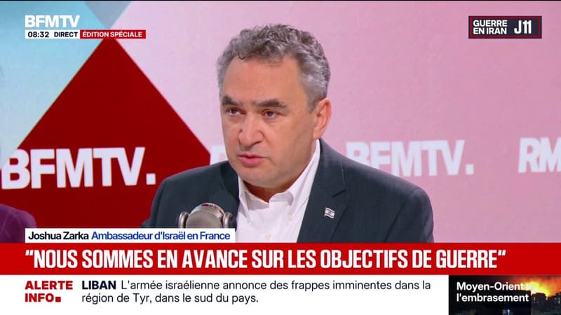 Guerre au Moyen-Orient: "L'objectif, c'est que le régime iranien change sa conduite", affirme Joshua Zarka, ambassadeur d'Israël en France