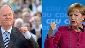 Angela Merkel et Peer Steinbrück s'affrontent lors de l'élection allemande dimanche.