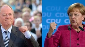 Angela Merkel et Peer Steinbrück s'affrontent lors de l'élection allemande dimanche.