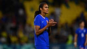 Wendie Renard avec l'équipe de France féminine lors du quart de finale des JO face au Brésil, le 3 août 2024.