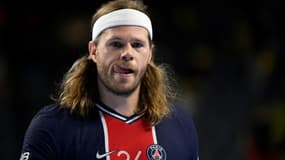 L'arrière gauche danois du Paris-SG, Mikkel Hansen, lors de la demi-finale de la Ligue des champions contre le club danois Aalbord, à Cologne, le 12 juin 2021