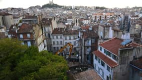 Les décombres des deux immeubles effondrés rue d'Aubagne à Marseille, le 6 novembre 2018
