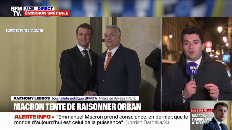 Emmanuel Macron reçoit le Premier ministre hongrois Viktor Orban à la veille d'un sommet européen à Bruxelles consacré à l'Ukraine