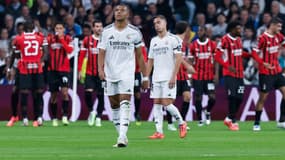 Kylian Mbappé et Lucas Vazquez lors de la défaite du Real Madrid contre l'AC Milan en Ligue des champions, le 05/11/2024