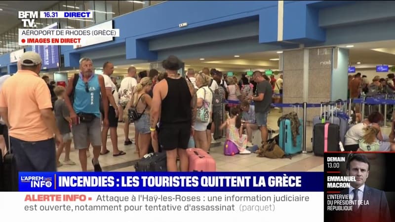 Incendies en Grèce: l'aéroport de l'île de Rhodes pris d'assaut par les touristes