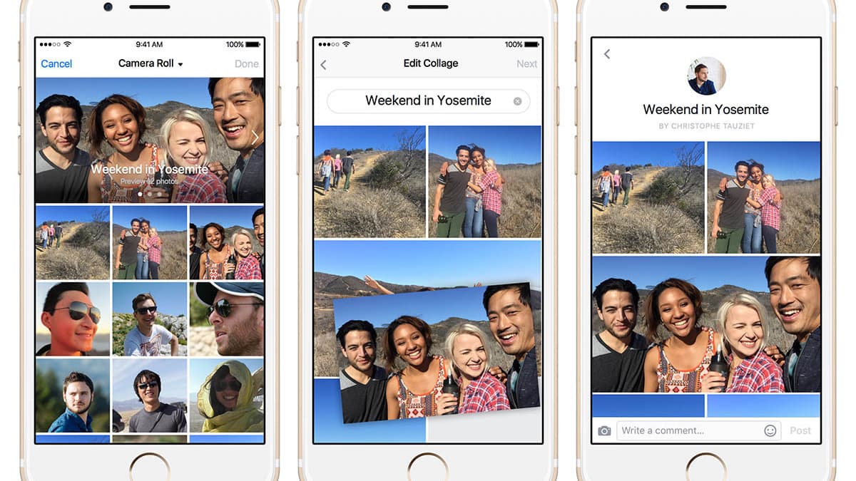 L'option Collage de Facebook. L'option Collage de Facebook.