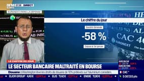 Le chiffre du jour: la Société générale perd 58% depuis le début de l'année, par @ALarigaudrieBFM