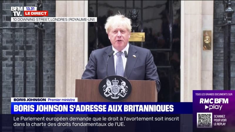 Le Premier ministre britannique Boris Johnson annonce sa démission devant le 10 Downing Street