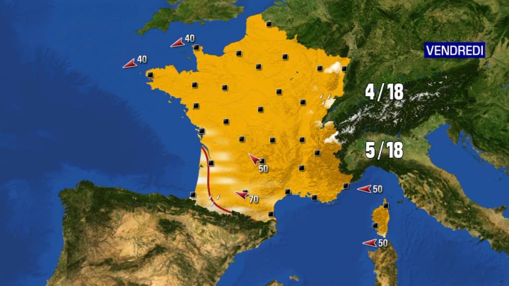 Carte de France de la météo vendredi.