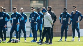 Sampaoli et les joueurs de l'OM à l'entraînement