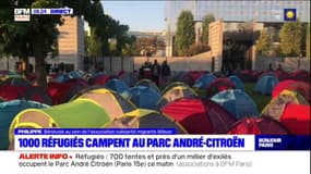 Paris: 700 tentes ont été posées dans le Parc André Citroën par des migrants à l'appel d'associations