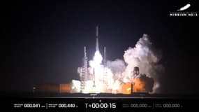 La fusée New Glenn effectue son vol inaugural depuis le centre spatial Kennedy à Cap Canaveral, en Floride, le 16 janvier 2025.