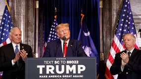L'ancien président américain Donald Trump lors d'un meeting de campagne pour l'élection présidentielle de 2024 à Columbia, en Caroline du Sud, le 28 janvier 2023. 