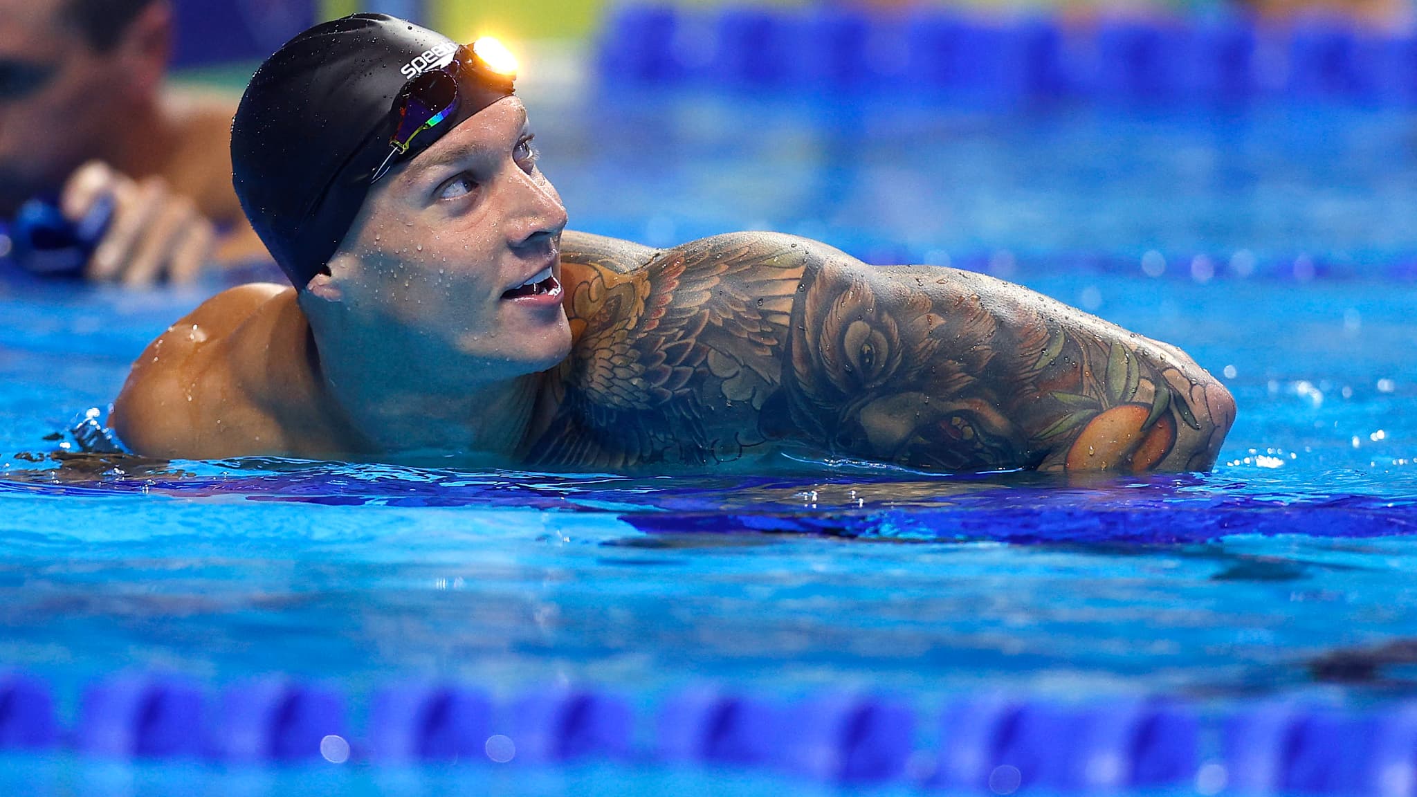 Caeleb Dressel après une course lors des Trials US pour Tokyo en juin 2021 