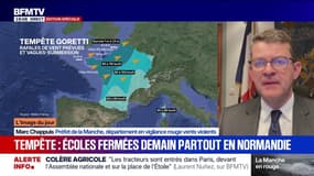 Tempête Goretti: "Par prudence, nous fermons tous les établissements scolaires", explique le préfet de la Manche 