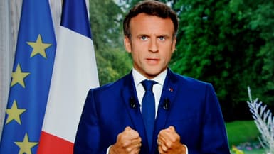 Le président Emmanuel Macron lors d'une allocution télévisée, le 22 juin 2022 à Paris