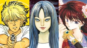 Détails des couvertures des shôjo "Banana Fish", "Tomie" et "Yona : Princesse de l'aube"