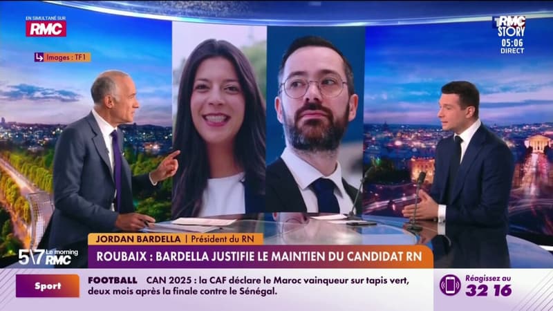 Roubaix : Bardella justifie le maintien du candidat RN