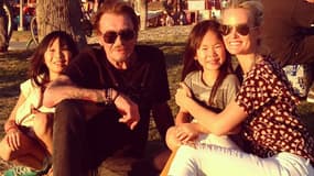 Johnny et Laeticia Hallyday au côté de leurs filles Jade et Joy.