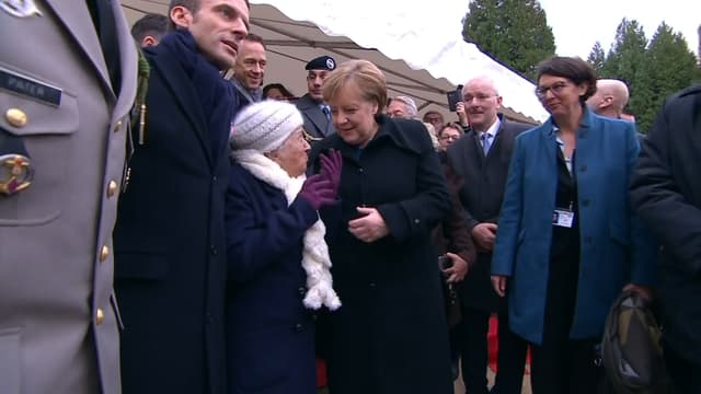 Angela Merkel, lors des commémorations dans la clairière de Rethondes, le 10 novembre 2018.
