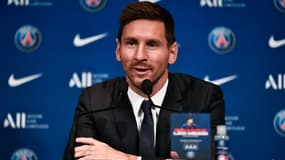 Lionel Messi durant sa présentation officielle au PSG, le 11 août 2021.