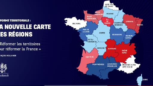 L'Elysée a diffusé cette carte de France avec les possibles 14 futures régions.
