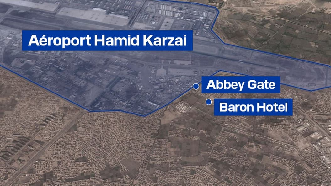 Carte de l'aéroport de Kaboul et ses abords.